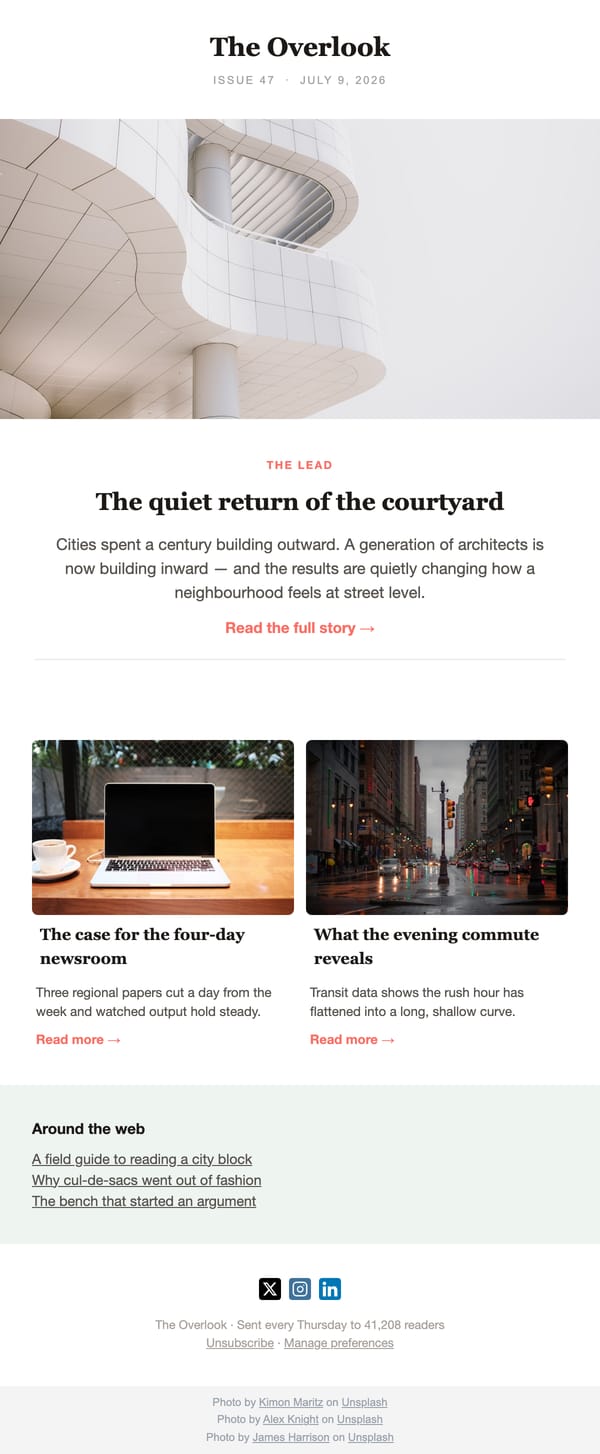 Weekly Digest email template, light mode
