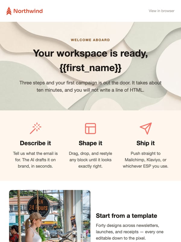 SaaS Welcome email template preview
